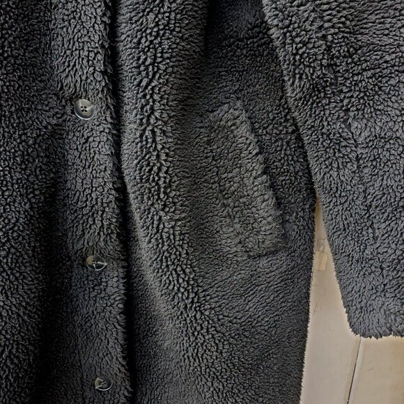 Gap Sherpa Fleece Long Teddy Coat, Black, Women's S - Picture 13 of 16